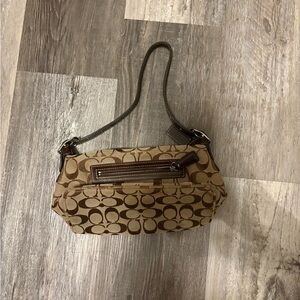 Coach Tan and Brown Patterned Shoulder Bag